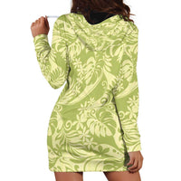 Tahiti Olive Tiare Floral Hoodie Dress Monstera Palm Tropical Leaves LT01 - Polynesian Pride
