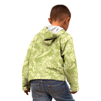 Tahiti Olive Tiare Floral Kid Hoodie Monstera Palm Tropical Leaves - Polynesian Pride