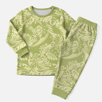 Tahiti Olive Tiare Floral Christmas Pajama Set Monstera Palm Tropical Leaves LT01 Men Olive - Polynesian Pride