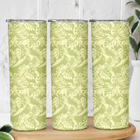Tahiti Olive Tiare Floral Skinny Tumbler Monstera Palm Tropical Leaves LT01 - Polynesian Pride