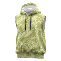 Tahiti Olive Tiare Floral Sleeveless Hoodie Monstera Palm Tropical Leaves LT01 Olive - Polynesian Pride