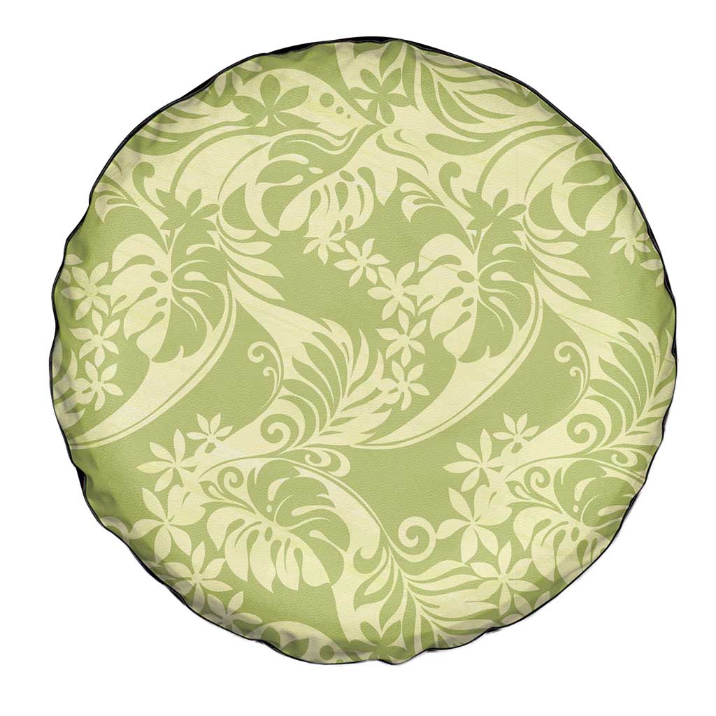 Tahiti Olive Tiare Floral Spare Tire Cover Monstera Palm Tropical Leaves LT01 - Polynesian Pride