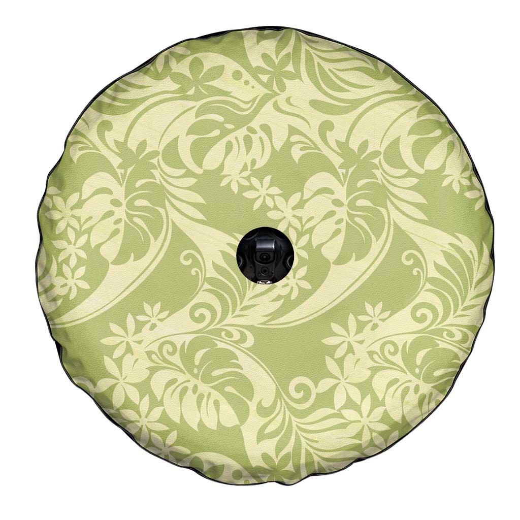 Tahiti Olive Tiare Floral Spare Tire Cover Monstera Palm Tropical Leaves LT01 - Polynesian Pride