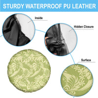 Tahiti Olive Tiare Floral Spare Tire Cover Monstera Palm Tropical Leaves LT01 - Polynesian Pride