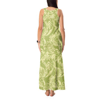 Tahiti Olive Tiare Floral Tank Maxi Dress Monstera Palm Tropical Leaves LT01 - Polynesian Pride