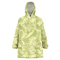Tahiti Olive Tiare Floral Wearable Blanket Hoodie Monstera Palm Tropical Leaves LT01 One Size Olive - Polynesian Pride