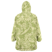Tahiti Olive Tiare Floral Wearable Blanket Hoodie Monstera Palm Tropical Leaves LT01 - Polynesian Pride