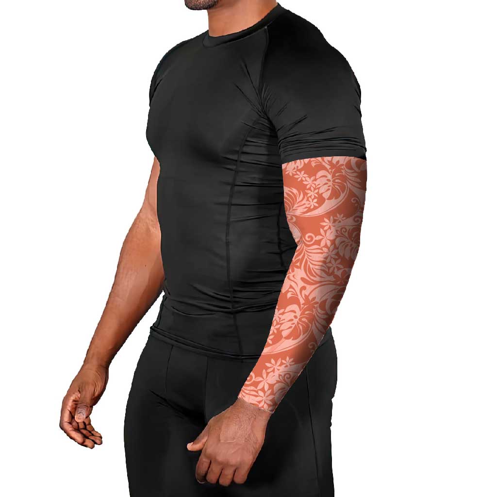 Tahiti Puatou Tiare Floral Arm Sleeves Monstera Palm Tropical Leaves - Polynesian Pride