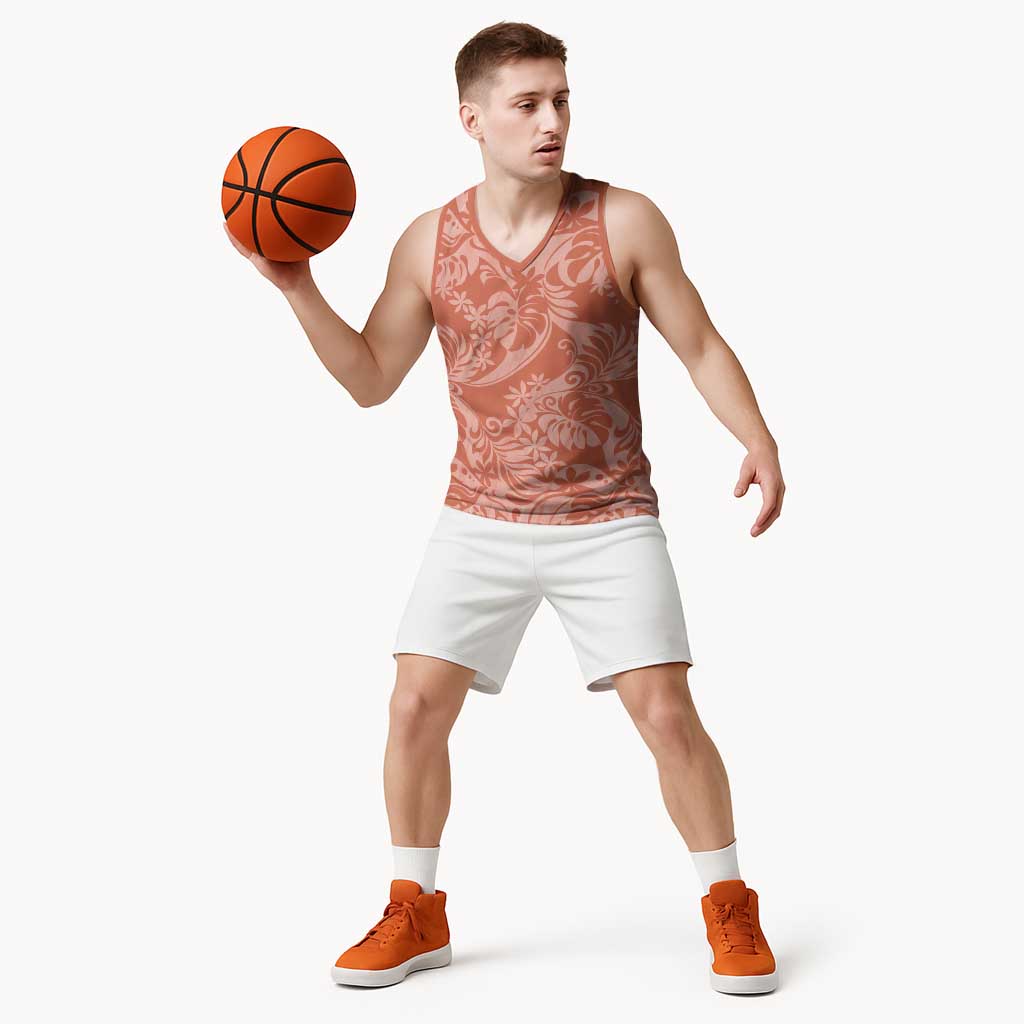 Tahiti Puatou Tiare Floral Basketball Jersey Monstera Palm Tropical Leaves LT01 - Polynesian Pride