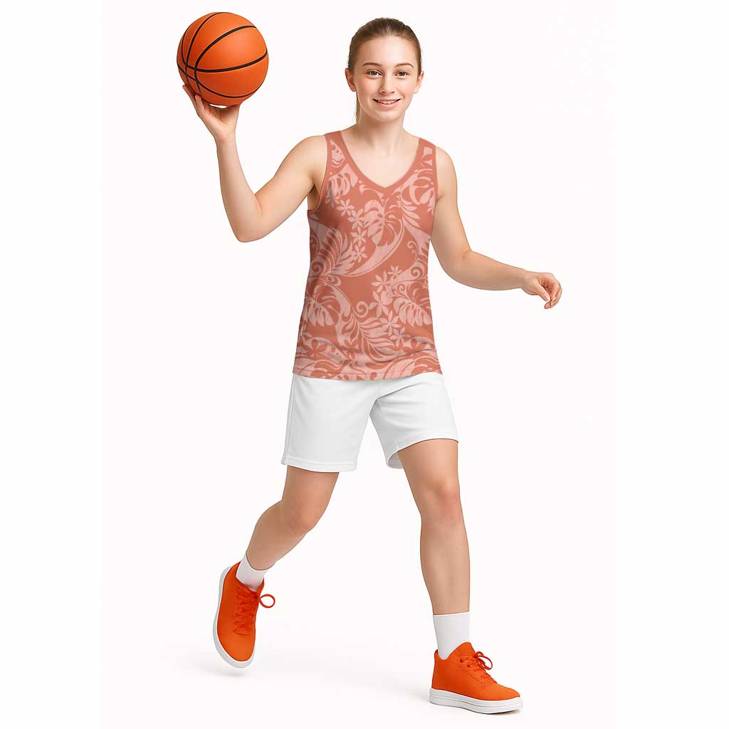 Tahiti Puatou Tiare Floral Basketball Jersey Monstera Palm Tropical Leaves LT01 - Polynesian Pride