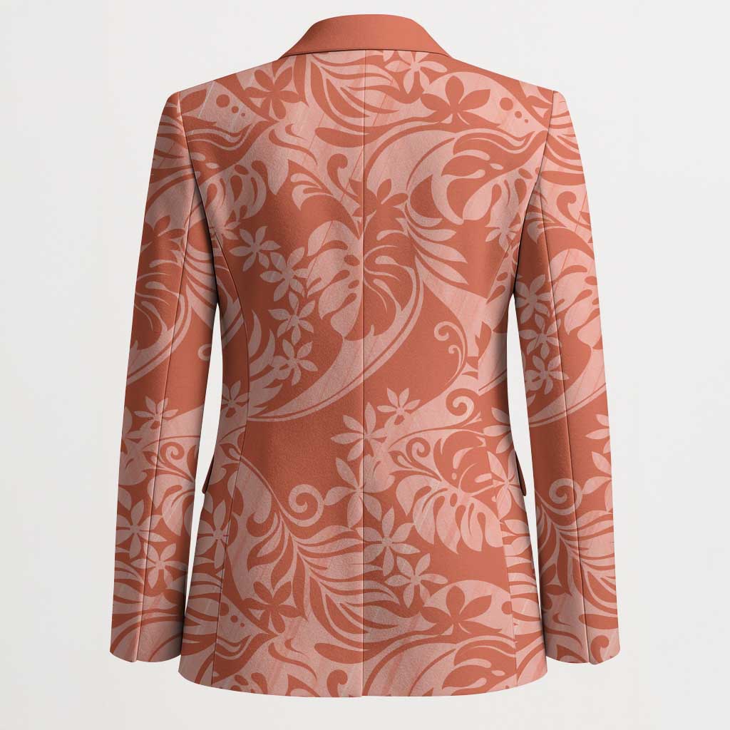 Tahiti Puatou Tiare Floral Blazer Monstera Palm Tropical Leaves - Polynesian Pride