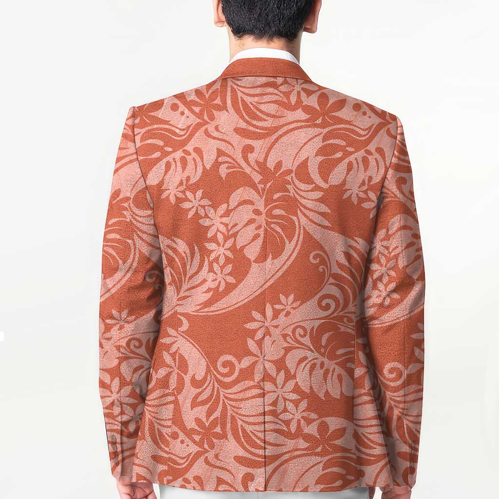 Tahiti Puatou Tiare Floral Blazer Monstera Palm Tropical Leaves - Polynesian Pride