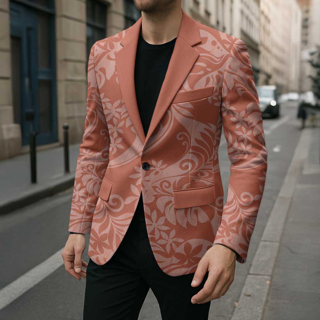 Tahiti Puatou Tiare Floral Blazer Monstera Palm Tropical Leaves - Polynesian Pride
