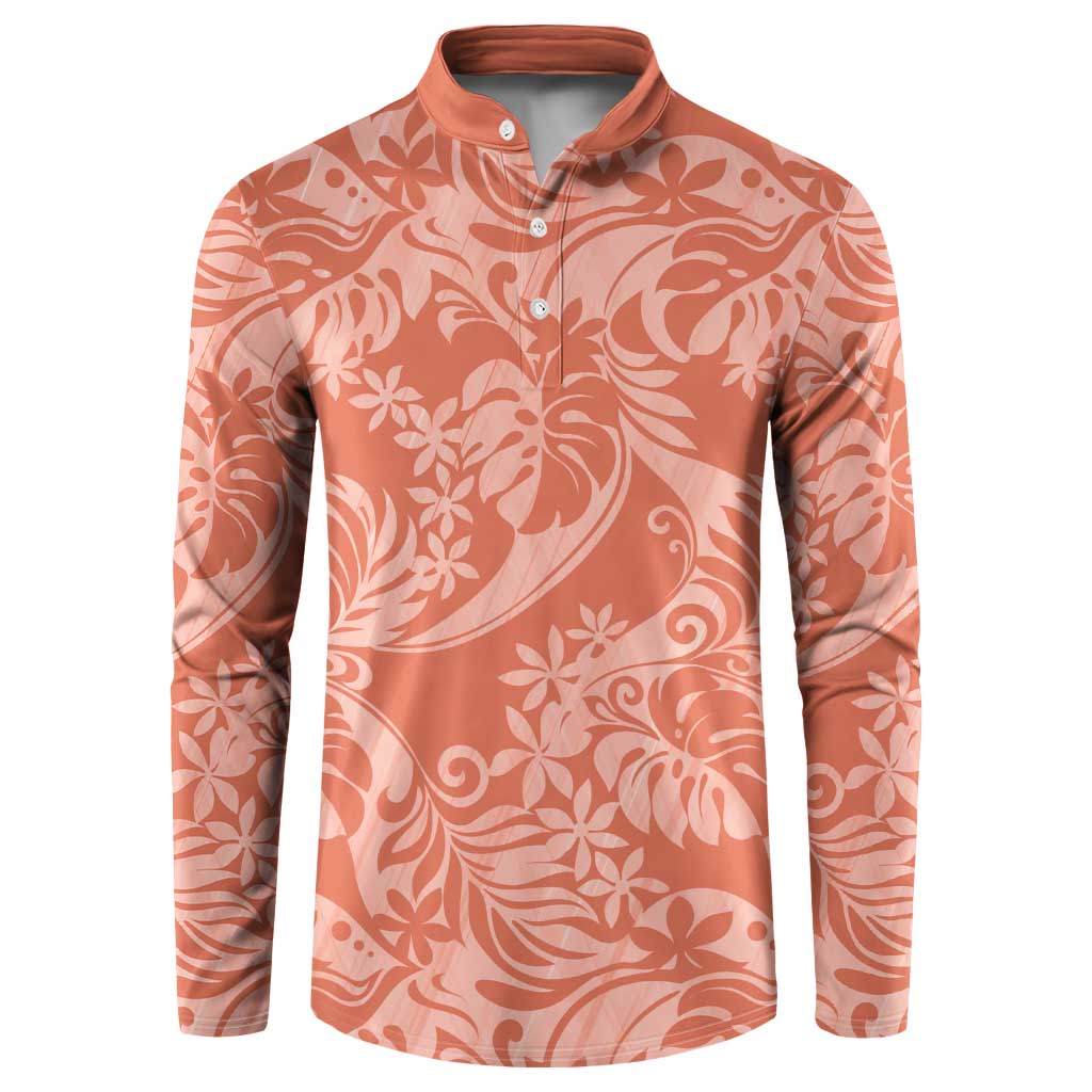 Tahiti Puatou Tiare Floral Button Sweatshirt Monstera Palm Tropical Leaves - Polynesian Pride