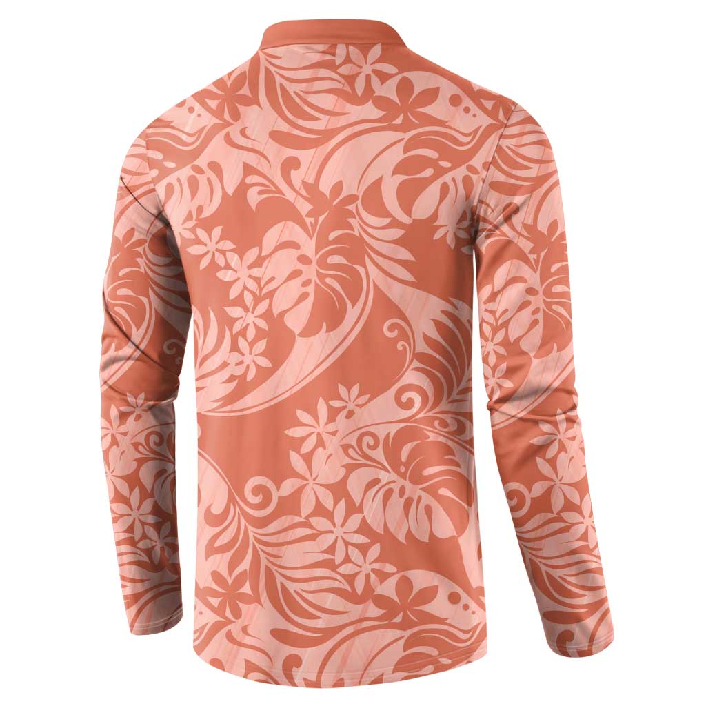 Tahiti Puatou Tiare Floral Button Sweatshirt Monstera Palm Tropical Leaves - Polynesian Pride