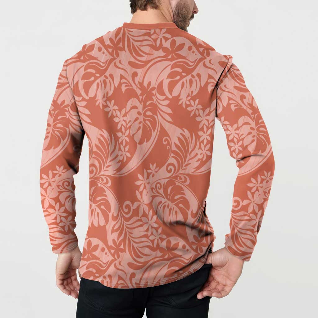 Tahiti Puatou Tiare Floral Button Sweatshirt Monstera Palm Tropical Leaves - Polynesian Pride