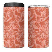 Tahiti Puatou Tiare Floral 4 in 1 Can Cooler Tumbler Monstera Palm Tropical Leaves LT01 One Size: 16 oz Orange - Polynesian Pride