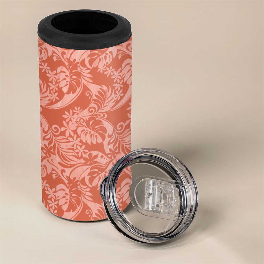 Tahiti Puatou Tiare Floral 4 in 1 Can Cooler Tumbler Monstera Palm Tropical Leaves LT01 - Polynesian Pride
