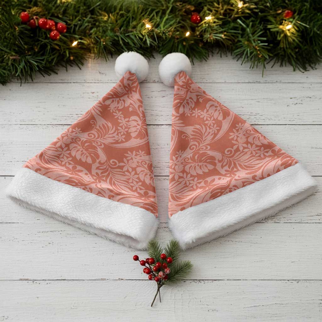 Tahiti Puatou Tiare Floral Christmas Santa Hat Monstera Palm Tropical Leaves LT01 - Polynesian Pride