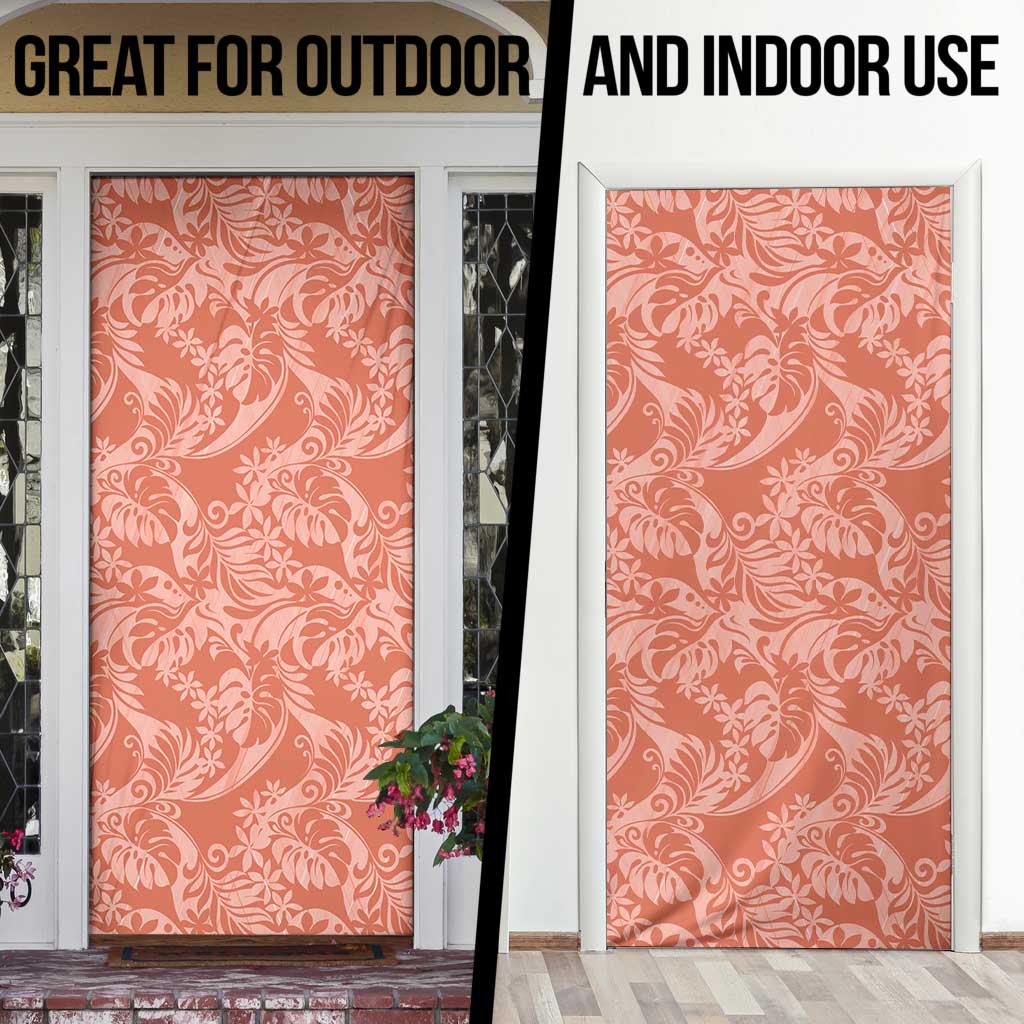 Tahiti Puatou Tiare Floral Door Cover Monstera Palm Tropical Leaves LT01 - Polynesian Pride