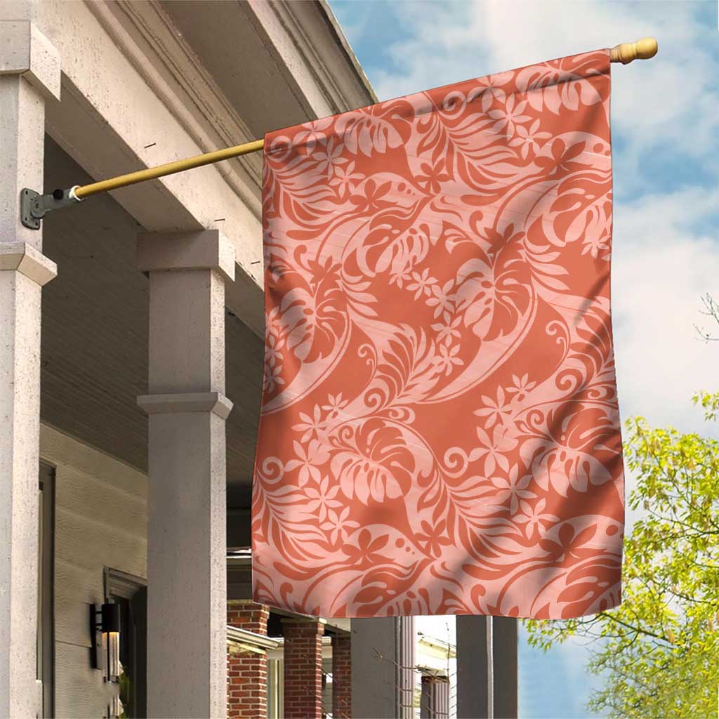 Tahiti Puatou Tiare Floral Garden Flag Monstera Palm Tropical Leaves - Polynesian Pride