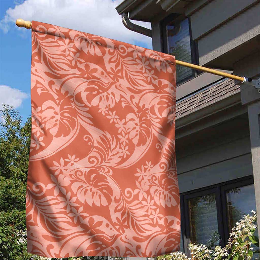 Tahiti Puatou Tiare Floral Garden Flag Monstera Palm Tropical Leaves - Polynesian Pride
