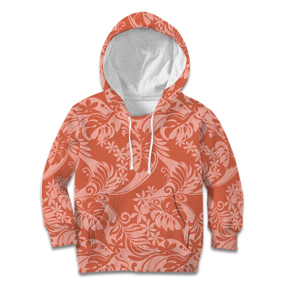 Tahiti Puatou Tiare Floral Kid Hoodie Monstera Palm Tropical Leaves - Polynesian Pride
