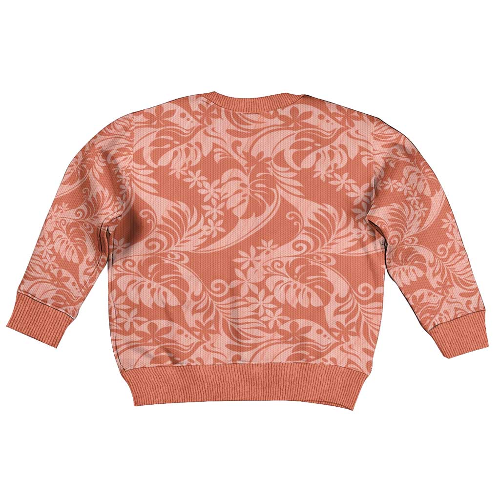 Tahiti Puatou Tiare Floral Kid Ugly Christmas Sweater Monstera Palm Tropical Leaves LT01 - Polynesian Pride