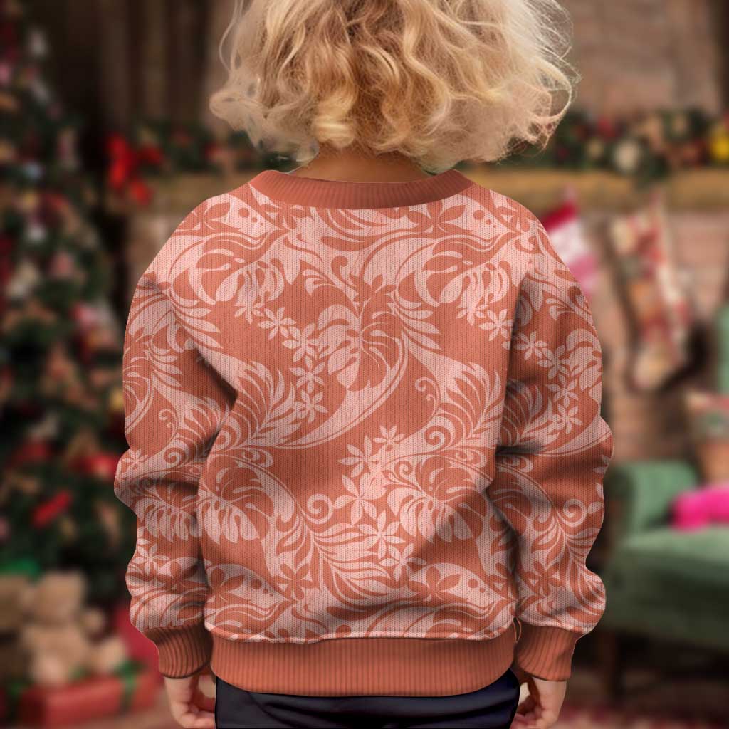 Tahiti Puatou Tiare Floral Kid Ugly Christmas Sweater Monstera Palm Tropical Leaves LT01 - Polynesian Pride