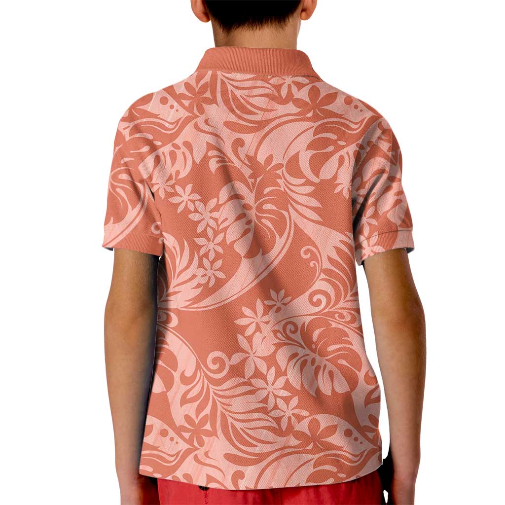 Tahiti Puatou Tiare Floral Kid Polo Shirt Monstera Palm Tropical Leaves LT01 - Polynesian Pride