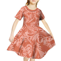 Tahiti Puatou Tiare Floral Kid Short Sleeve Dress Monstera Palm Tropical Leaves LT01 - Polynesian Pride