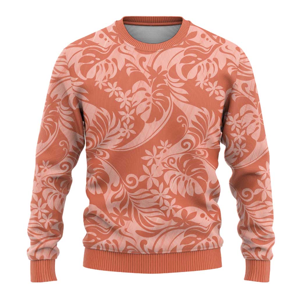 Tahiti Puatou Tiare Floral Ugly Christmas Sweater Monstera Palm Tropical Leaves LT01 - Polynesian Pride