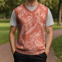 Tahiti Puatou Tiare Floral Christmas Knitted V-Neck Vest Monstera Palm Tropical Leaves LT01 - Polynesian Pride