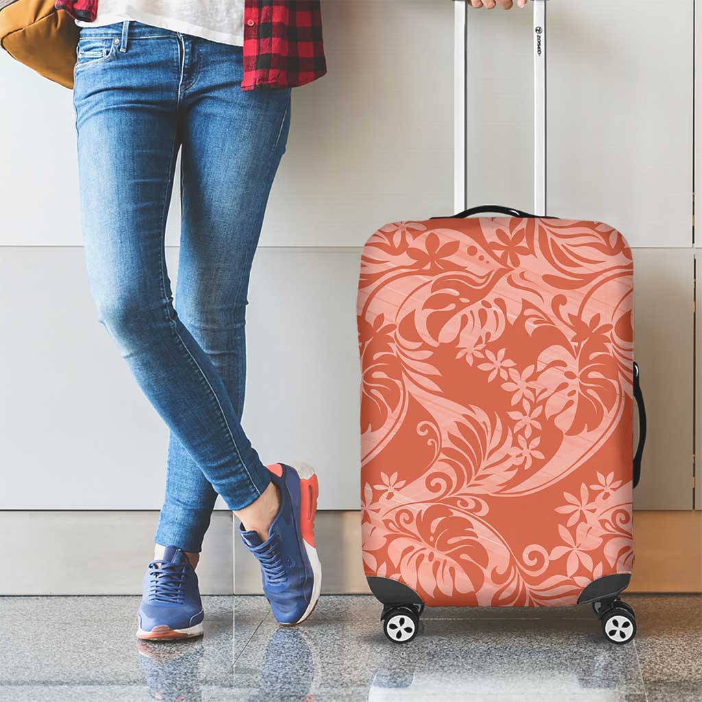 Tahiti Puatou Tiare Floral Luggage Cover Monstera Palm Tropical Leaves LT01 - Polynesian Pride