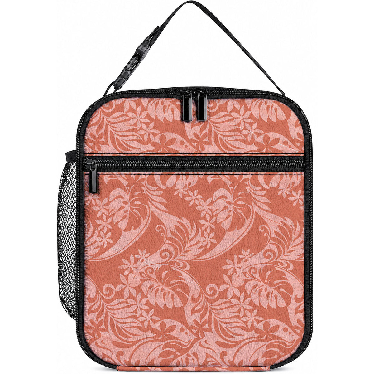Tahiti Puatou Tiare Floral Lunch Bag Monstera Palm Tropical Leaves