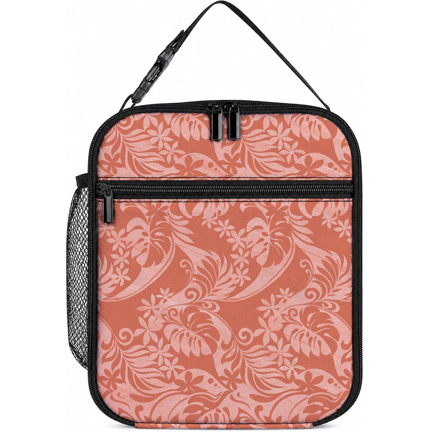 Tahiti Puatou Tiare Floral Lunch Bag Monstera Palm Tropical Leaves