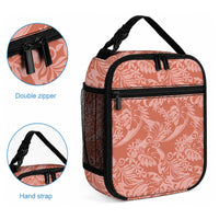 Tahiti Puatou Tiare Floral Lunch Bag Monstera Palm Tropical Leaves