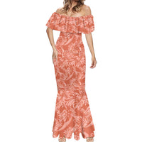 Tahiti Puatou Tiare Floral Mermaid Dress Monstera Palm Tropical Leaves LT01 - Polynesian Pride