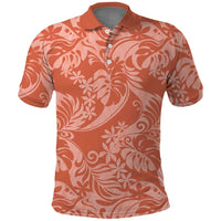 Tahiti Puatou Tiare Floral Polo Shirt Monstera Palm Tropical Leaves LT01 Orange - Polynesian Pride