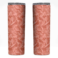 Tahiti Puatou Tiare Floral Skinny Tumbler Monstera Palm Tropical Leaves LT01 Orange - Polynesian Pride