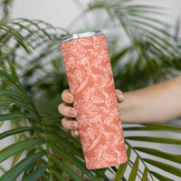 Tahiti Puatou Tiare Floral Skinny Tumbler Monstera Palm Tropical Leaves LT01 - Polynesian Pride