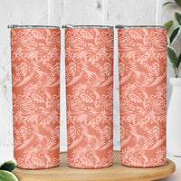 Tahiti Puatou Tiare Floral Skinny Tumbler Monstera Palm Tropical Leaves LT01 - Polynesian Pride