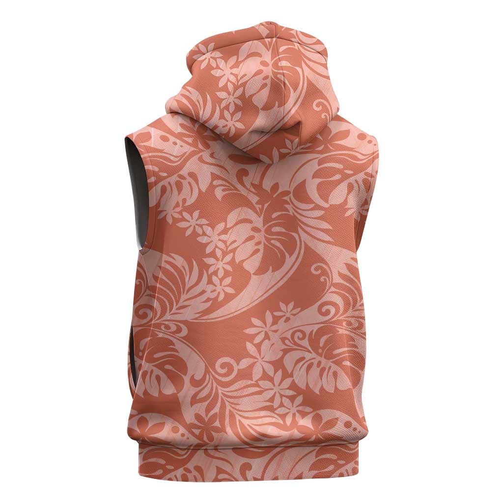 Tahiti Puatou Tiare Floral Sleeveless Hoodie Monstera Palm Tropical Leaves LT01 - Polynesian Pride