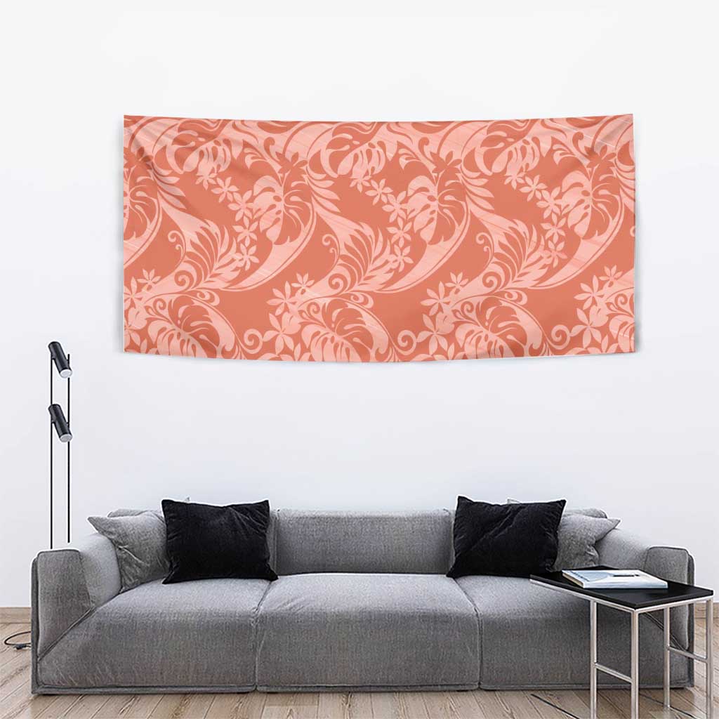 Tahiti Puatou Tiare Floral Tapestry Monstera Palm Tropical Leaves - Polynesian Pride