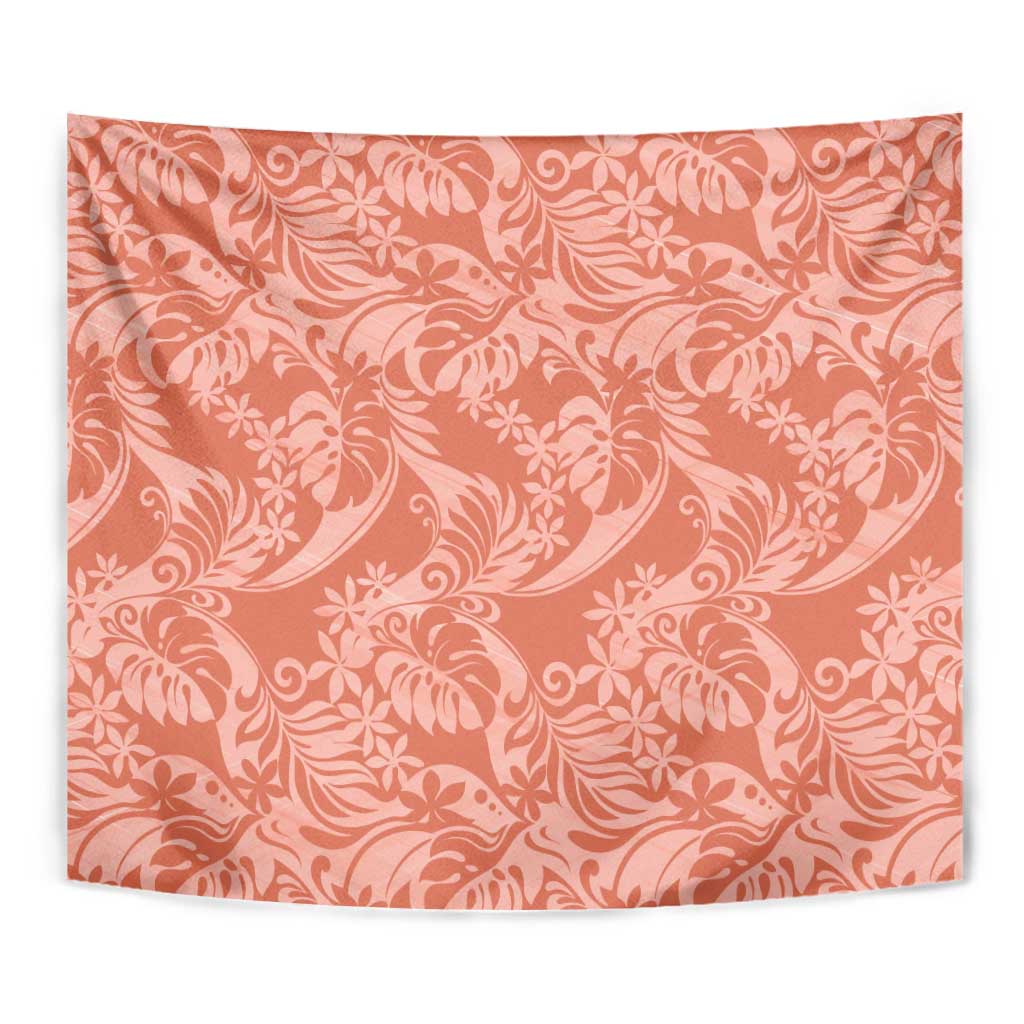 Tahiti Puatou Tiare Floral Tapestry Monstera Palm Tropical Leaves - Polynesian Pride