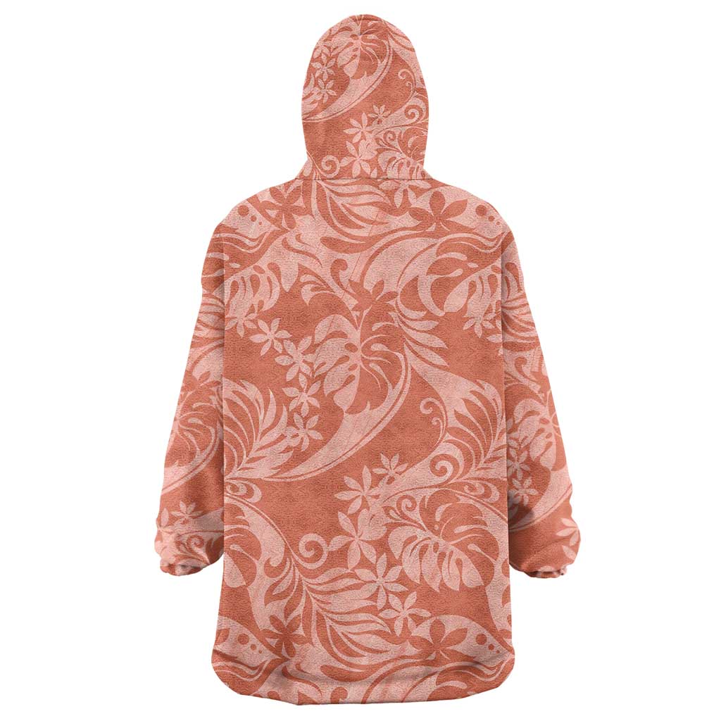 Tahiti Puatou Tiare Floral Wearable Blanket Hoodie Monstera Palm Tropical Leaves LT01 - Polynesian Pride