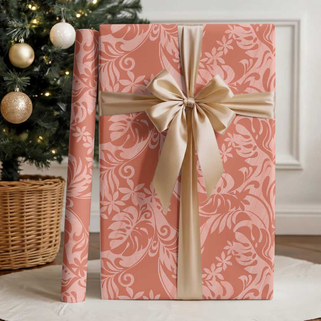 Tahiti Puatou Tiare Floral Wrapping Paper Monstera Palm Tropical Leaves - Polynesian Pride