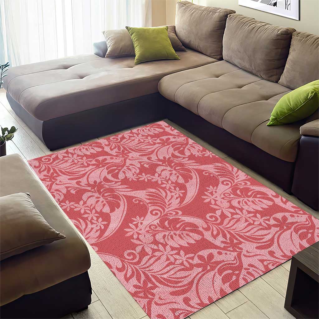 Tahiti Tarona Tiare Floral Area Rug Monstera Palm Tropical Leaves - Polynesian Pride