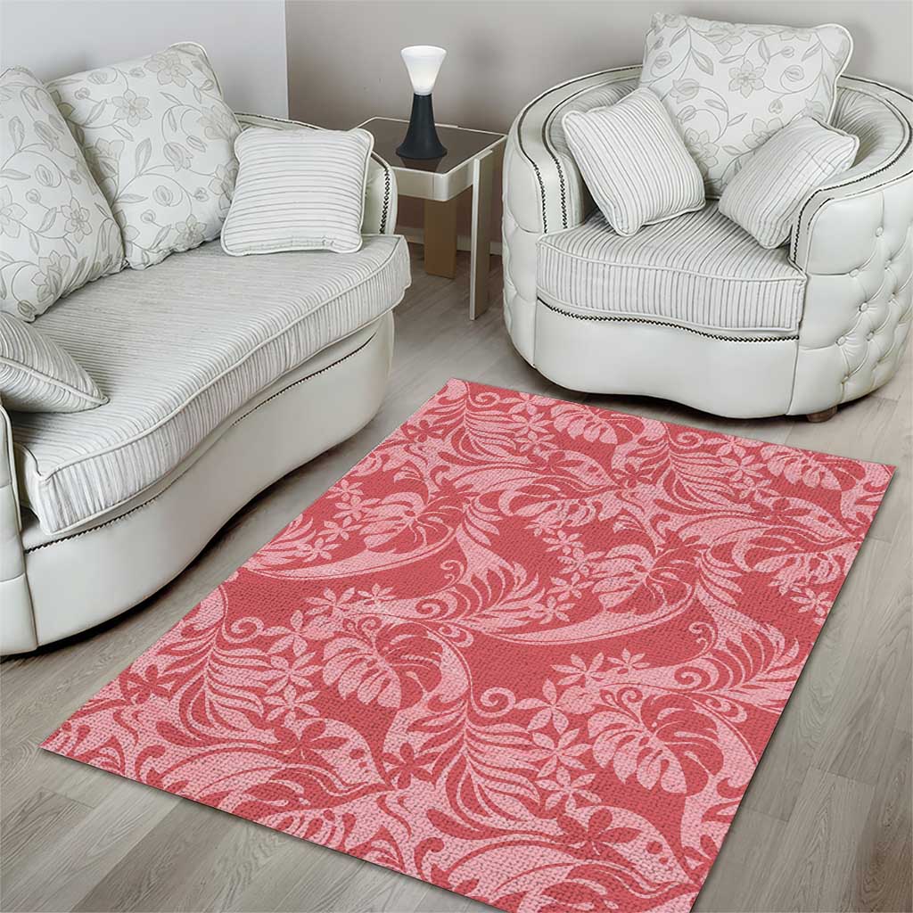Tahiti Tarona Tiare Floral Area Rug Monstera Palm Tropical Leaves - Polynesian Pride