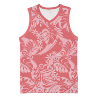 Tahiti Tarona Tiare Floral Basketball Jersey Monstera Palm Tropical Leaves LT01 Unisex Pink - Polynesian Pride